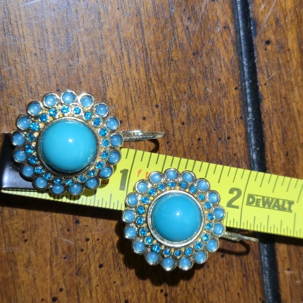 Banana Republic Gold And Turquoise Blue Drop Earrings - Picture 6 of 11